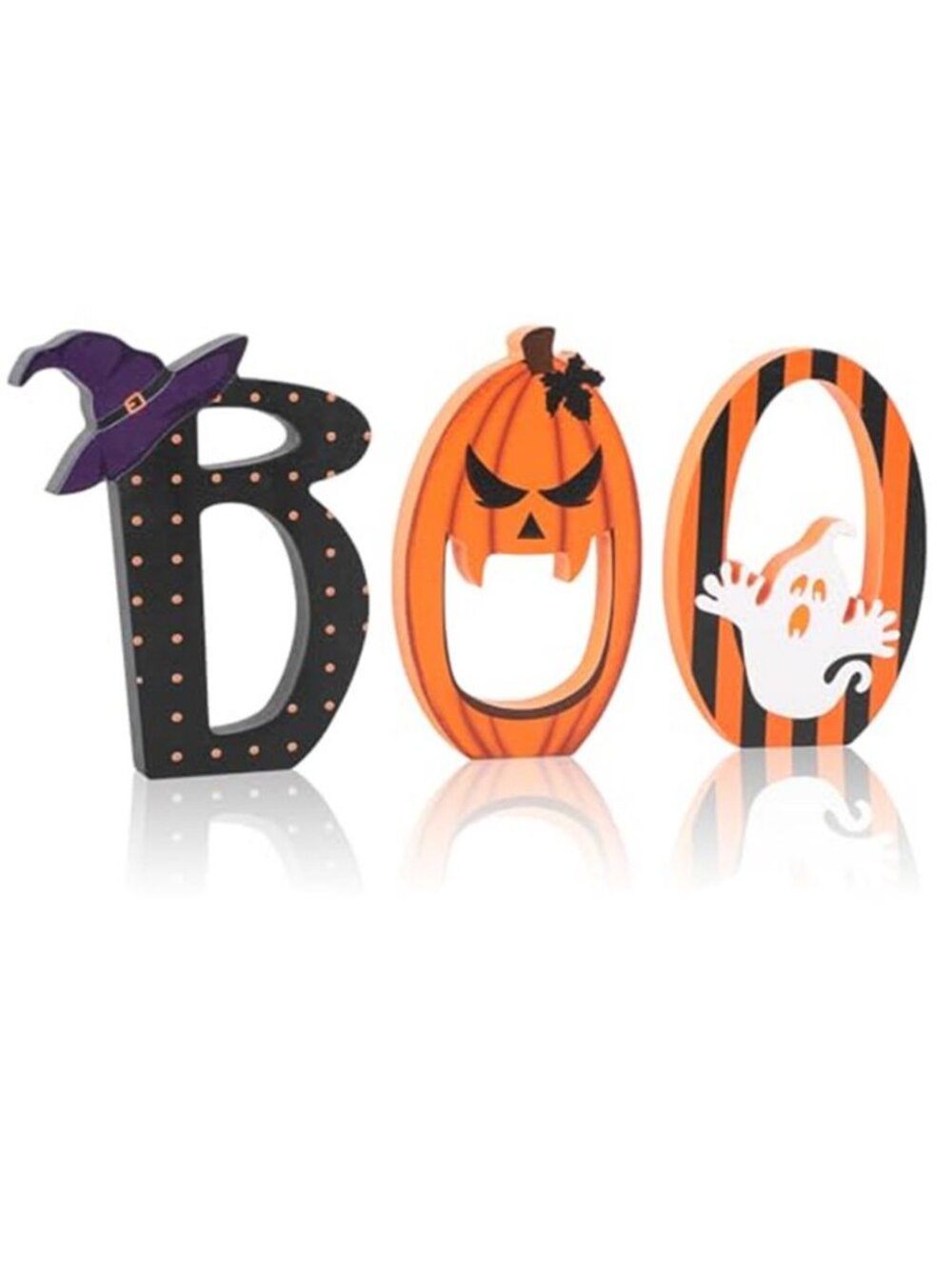 Spooky Halloween Table Decorations Indoor Pumpkin Ghost Boo Sign Set